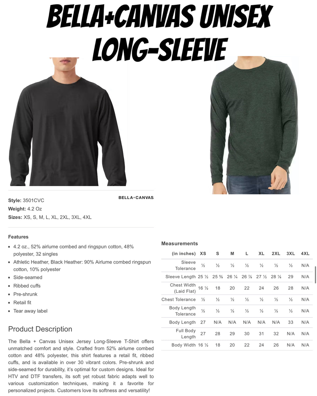 Bella+ Canvas Adult Long-Sleeve